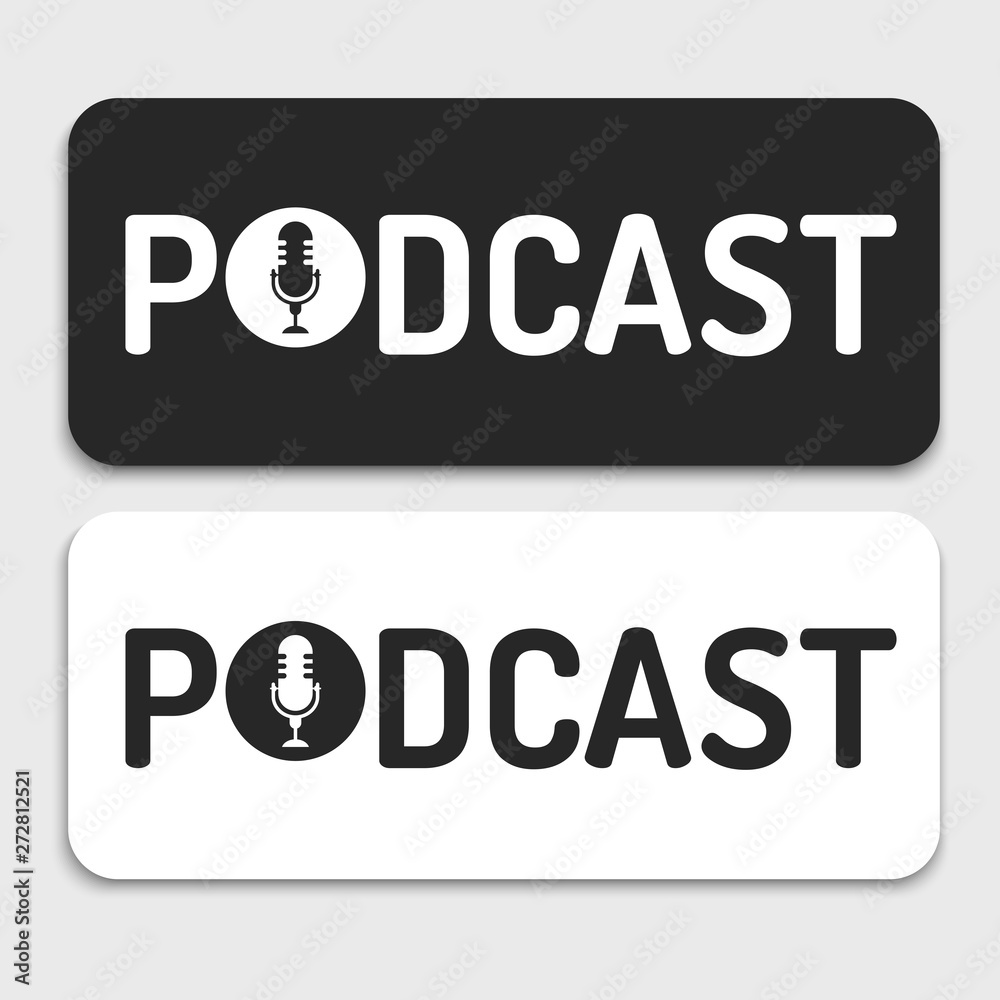 logo or icon podcast text ,black and white color,banner for podcast logo or icon podcast text ,black and white color,banner for podcast