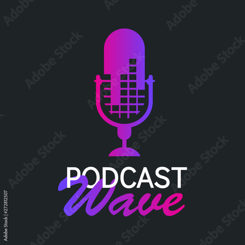  logo or icon podcast wave  with dark background,vector graphic
