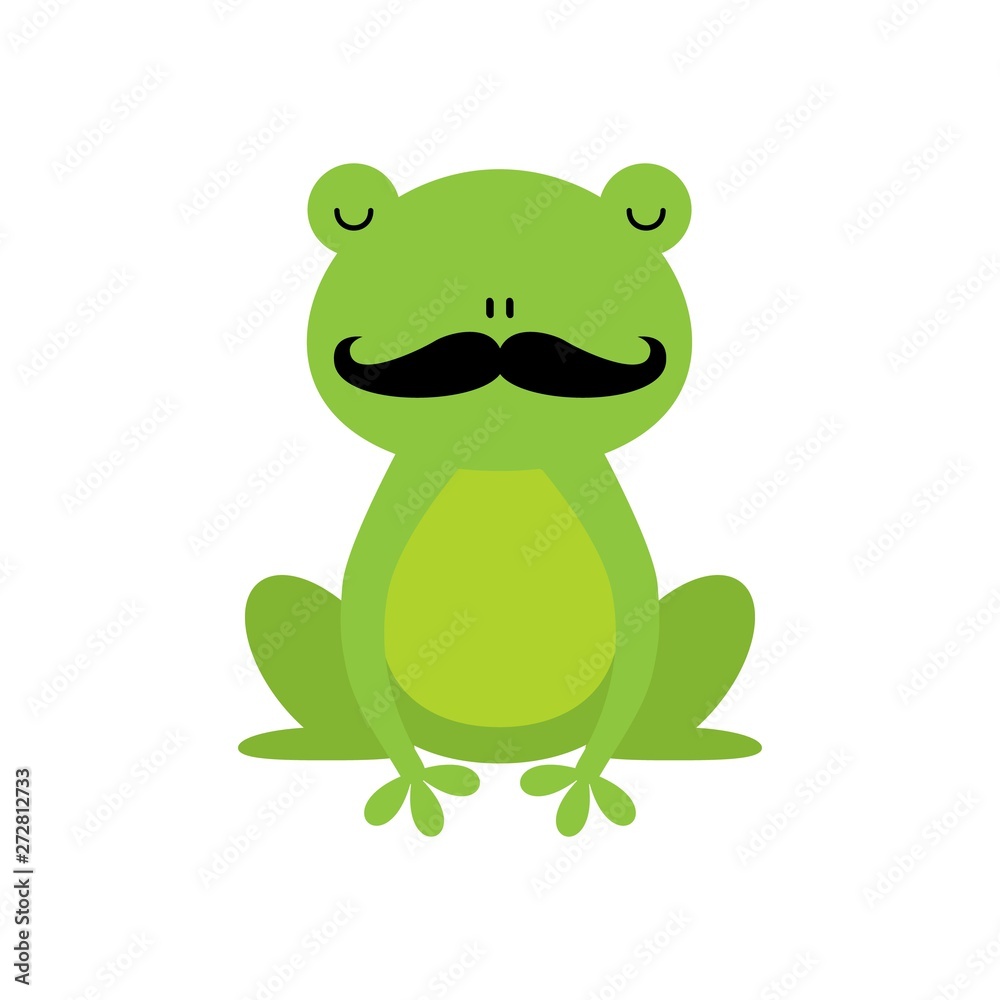 Illustration of a green frog with mustache cartoon character Illustration of a green frog with mustache cartoon character