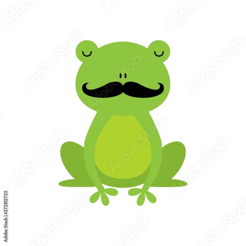 Illustration of a green frog with mustache cartoon character
