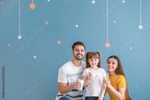 Young family with glasses o...