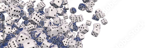 Flying white dices, isolated