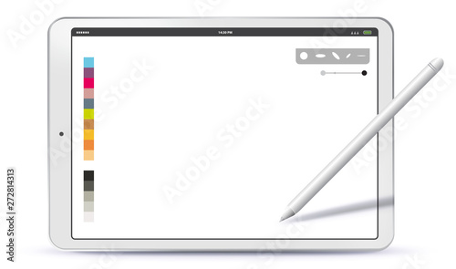 Drawing with Tablet PC and Pen Vector Illustration
