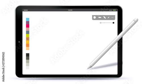 Drawing with Tablet PC and Pen Vector Illustration