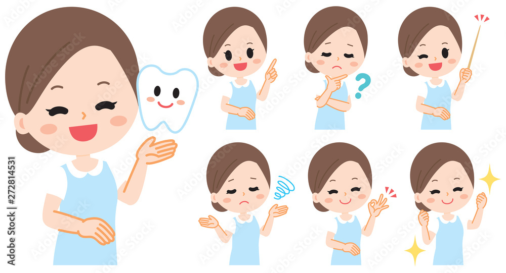 Illustration of dental hygienist and dental assistant Illustration of dental hygienist and dental assistant