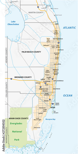 Miami metropolitan or Greater Miami Area map