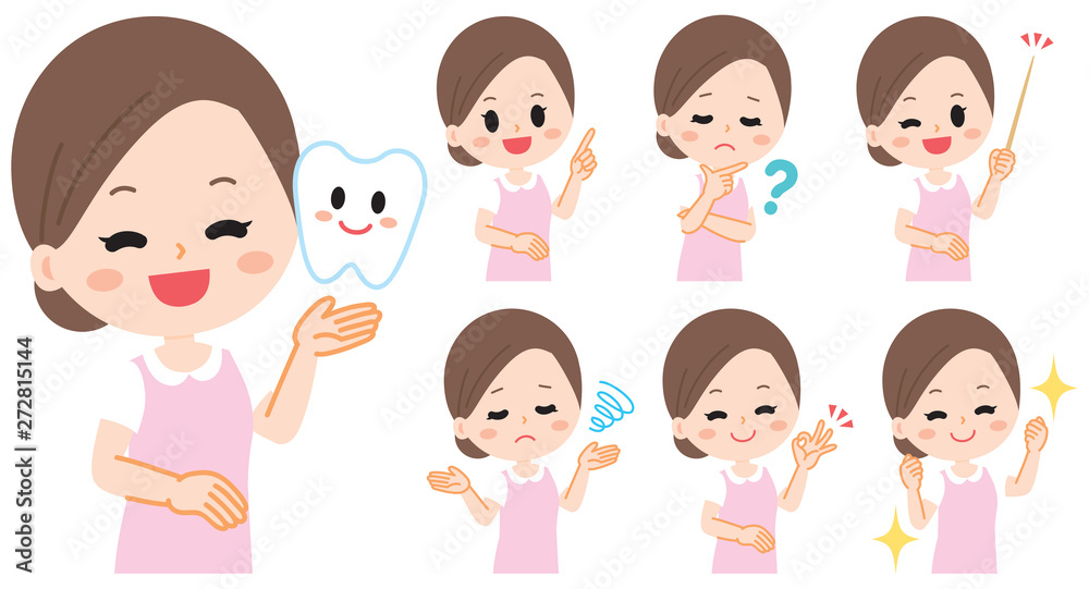 Illustration of dental hygienist and dental assistant Illustration of dental hygienist and dental assistant