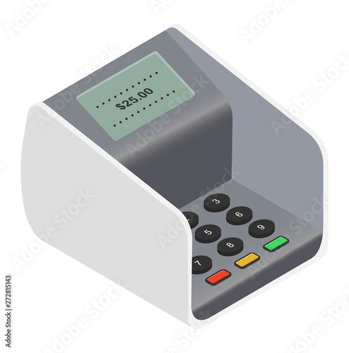Payment machine vector pos banking terminal for credit card to pay atm bank system machining for paying cardreader in store illustration isometric set isolated on white background