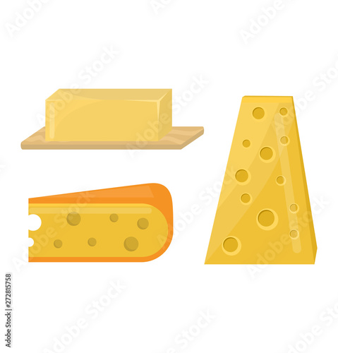 fresh cheese variety italian dinner icon flat dairy food and milk camembert piece delicatessen gouda meal isolated sheese on white background vector illustration.