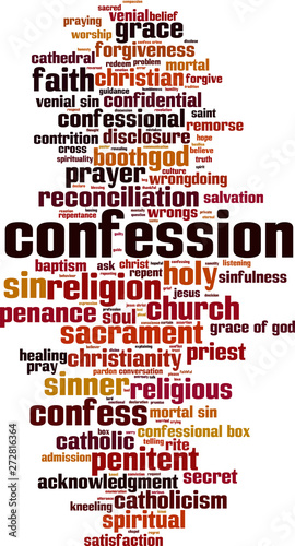 Confession word cloud photo