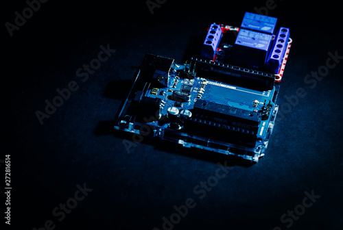 Arduino control broad element on the dark background