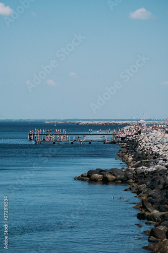People swimming in the Öresund Strait, Malmö, Sweden