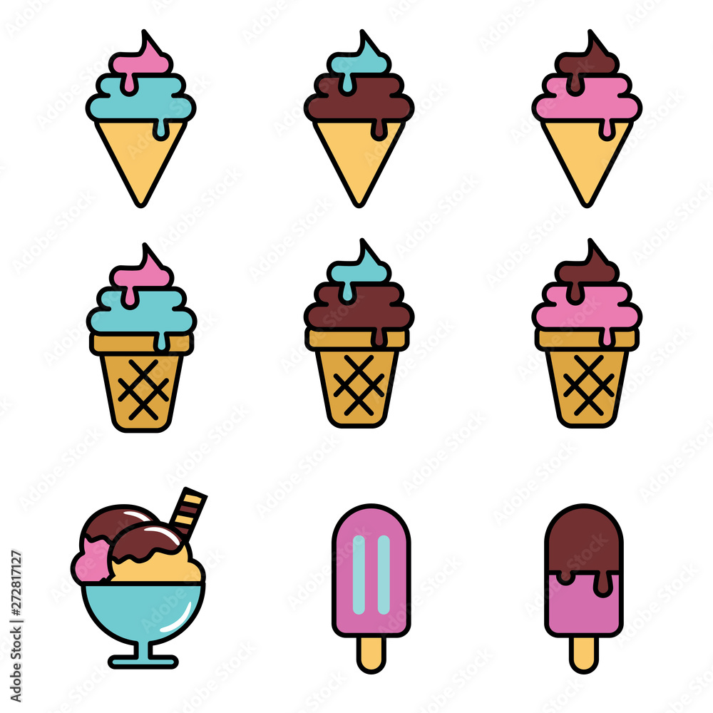 Set of ice cream vector illustration isolated on white background 