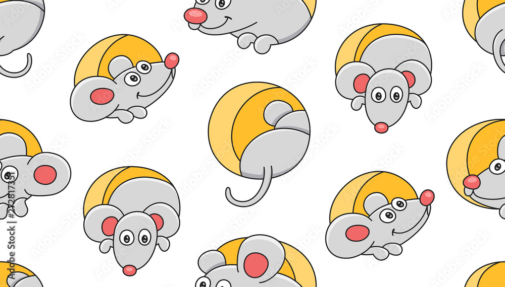 Seamless Pattern with Mouses. isolated on white background