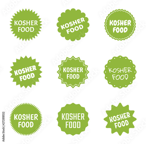 kosher food icon set, jewish healthy food labels