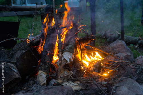 Burning fire  flame in campfire