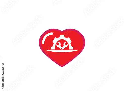 Mechanic gear tools in and pignion for logo design illustration, in a cloud shape icon