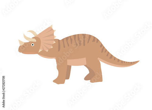 Triceratops icon flat style. Isolated on white background. Vector illustration