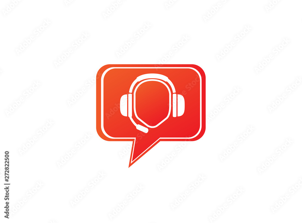 Headphones with microphone and heart beats for logo design illustration in chat icon Headphones with microphone and heart beats for logo design illustration in chat icon