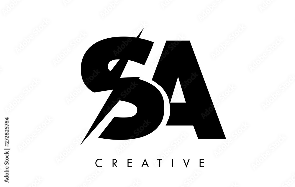 SA Letter Logo Design With Lighting Thunder Bolt. Electric Bolt Letter Logo SA Letter Logo Design With Lighting Thunder Bolt. Electric Bolt Letter Logo
