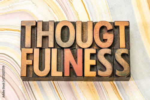 thoughtfulness word in wood type photo