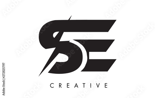 SE Letter Logo Design With Lighting Thunder Bolt. Electric Bolt Letter Logo