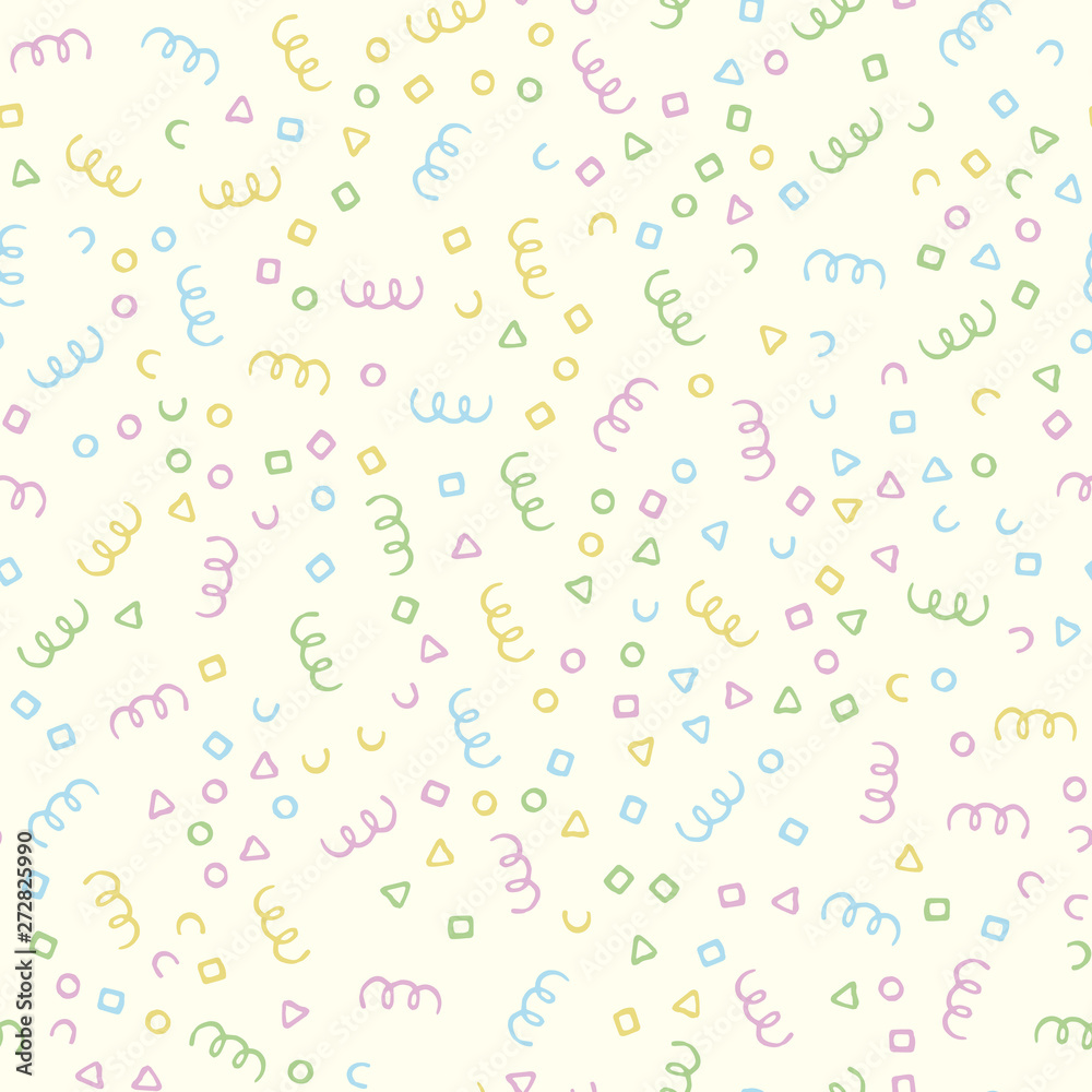 Seamless multicoloured confetti on a cream background. Seamless multicoloured confetti on a cream background.