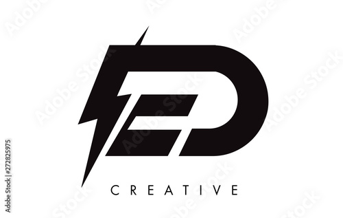 ED Letter Logo Design With Lighting Thunder Bolt. Electric Bolt Letter Logo