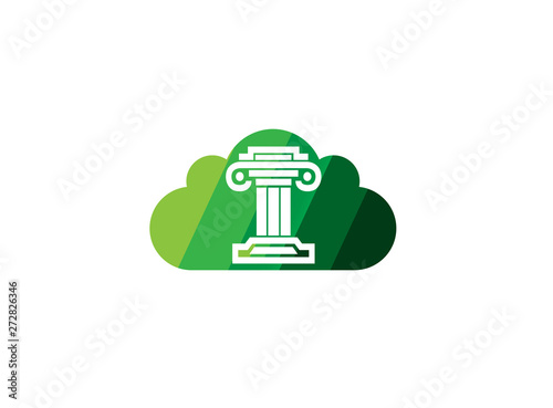 Law Building Justice Logo design illustration,reindeer in a cloud shape icon photo