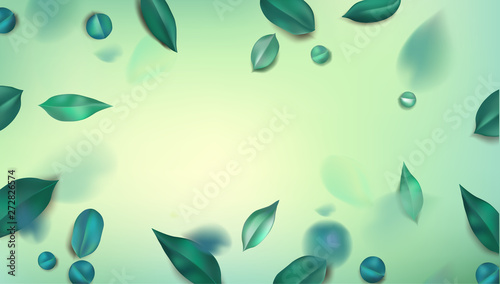Nature abstract background with spring green leaves vector illustration