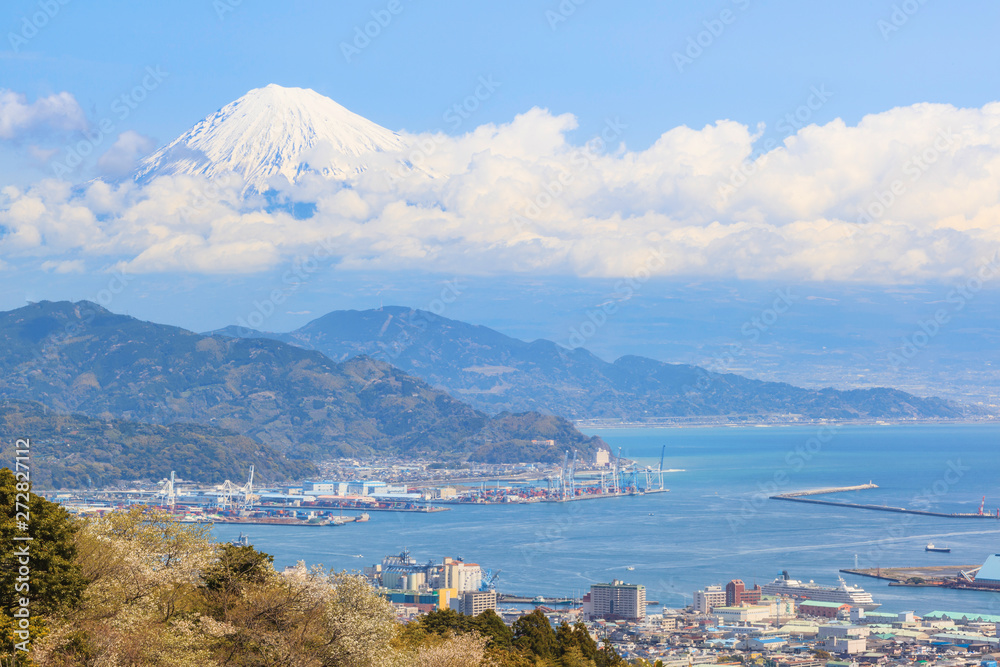 Mount Fuji with cloud blue sky background at Japan