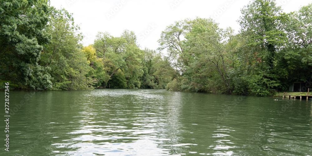 Panoramic scene of Le Clain river , Poitiers France in web banner template