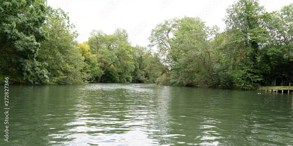 Panoramic scene of Le Clain river , Poitiers France in web banner template Panoramic scene of Le Clain river , Poitiers France in web banner template