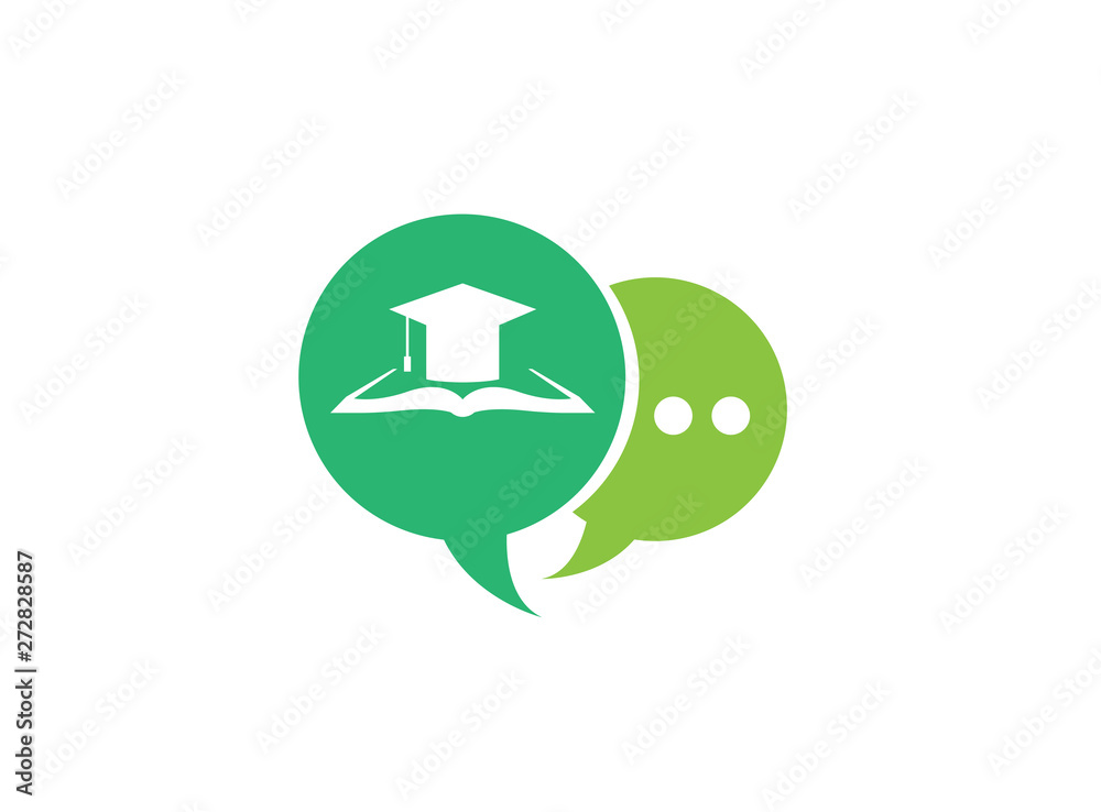Graduation Hat on papers book for logo design illustration in a chat icon Graduation Hat on papers book for logo design illustration in a chat icon