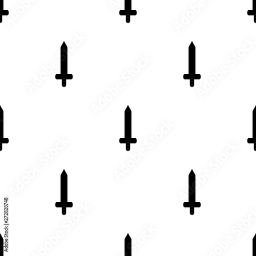 Seamless pattern with simple sword icons. Black silhouette of knife. Vector illustration for design, web, wrapping paper, fabric, wallpaper.