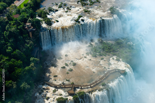 Obraz na plátně Aerial view of Iguazu Falls in the border of Argentina and Brazil