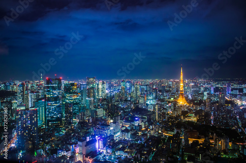 The great night view of the Tokyo cityscape