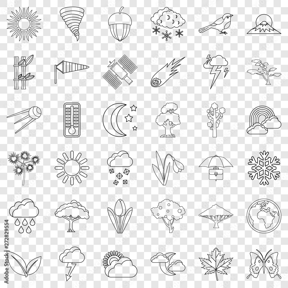 Umbrella icons set. Outline style of 36 umbrella vector icons for web for any design Umbrella icons set. Outline style of 36 umbrella vector icons for web for any design