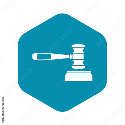 Judge gavel icon in flat style icon in simple style on a white background vector illustration