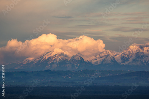 Sunset over the Tatra mountains photo