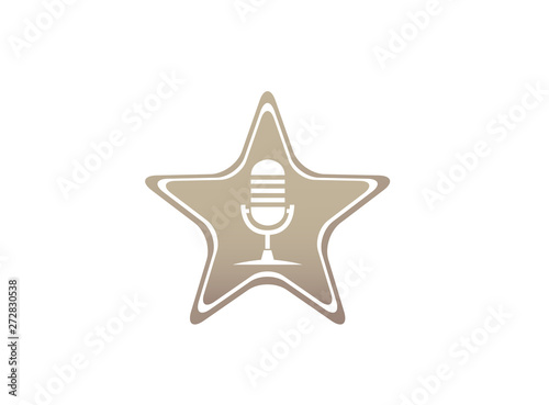 Microphone and karaoke symbol logo design illustration, mic in the shape