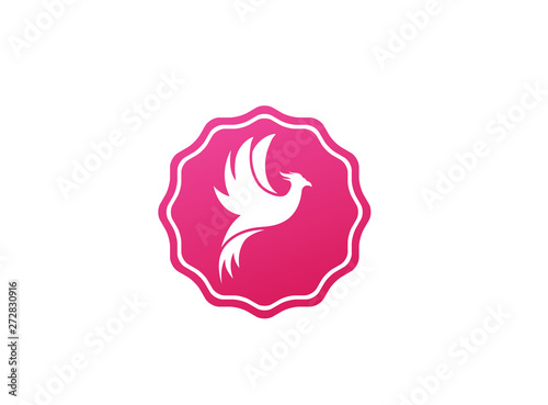 Phoenix flying bird and eagle open wings Logo Design illustration in the shape