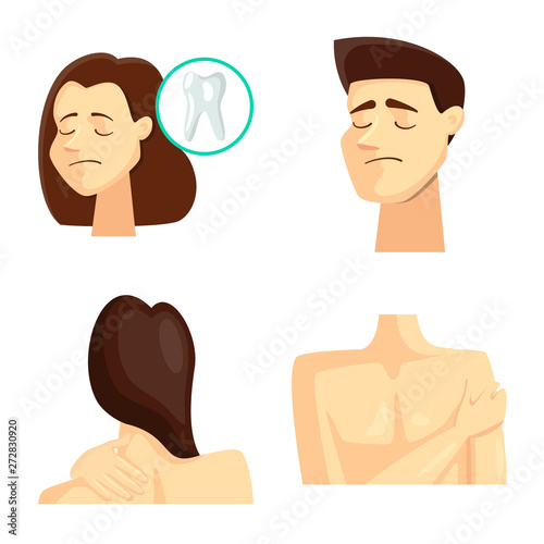 Vector illustration of pain and disease sign. Collection of pain and injury stock vector illustration.