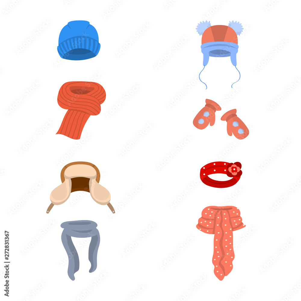 Obraz premium Vector illustration of headwear and fashion symbol. Collection of headwear and cold vector icon for stock.