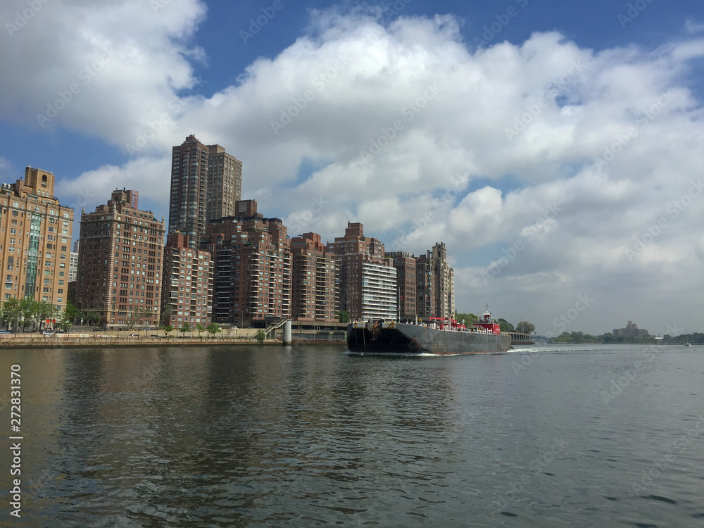 Building Riverside with blue sky background, New York City. Cityscape Concept. Building Riverside with blue sky background, New York City. Cityscape Concept.