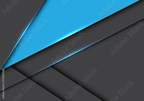 Abstract blue triangle on grey metallic overlap design modern futuristic background vector illustration.