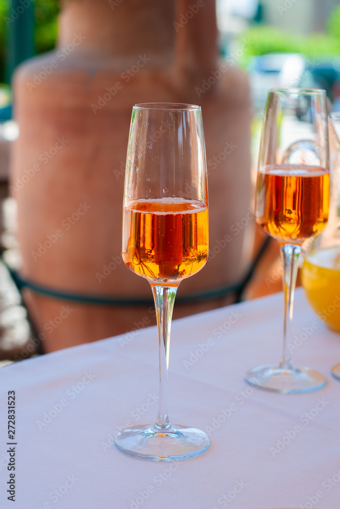 Fluté glass for drink, taken during the welcome buffet of a ceremony Fluté glass for drink, taken during the welcome buffet of a ceremony