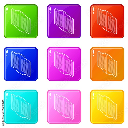 Doors in western saloon icons set 9 color collection isolated on white for any design