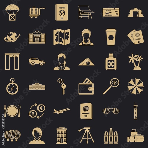 Travel passport icons set. Simple set of 36 travel passport vector icons for web for any design