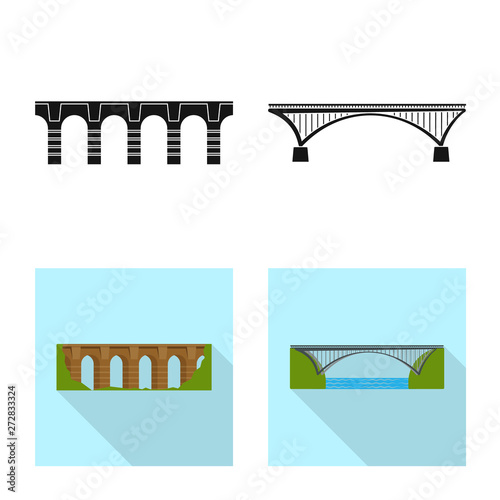 Vector illustration of connection and design symbol. Set of connection and side stock symbol for web.